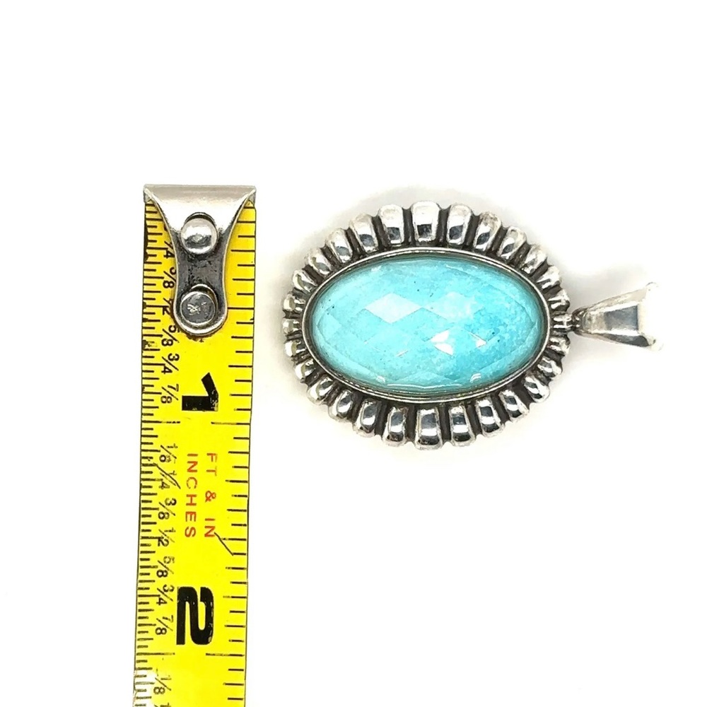 LAGOS MAYA STERLING SILVER  TURQUOISE DOUBLET PENDANT - Picture 7 of 7